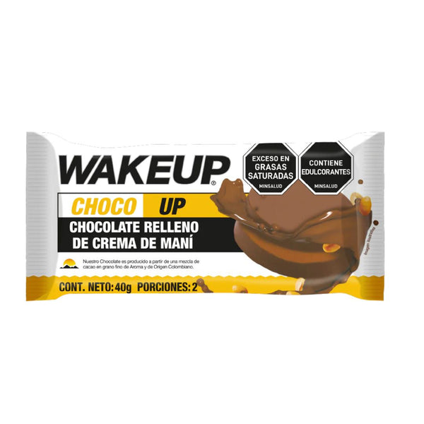 Choco Up 40g Nutrición deportiva Wake Up Chocolate relleno con crema de maní 