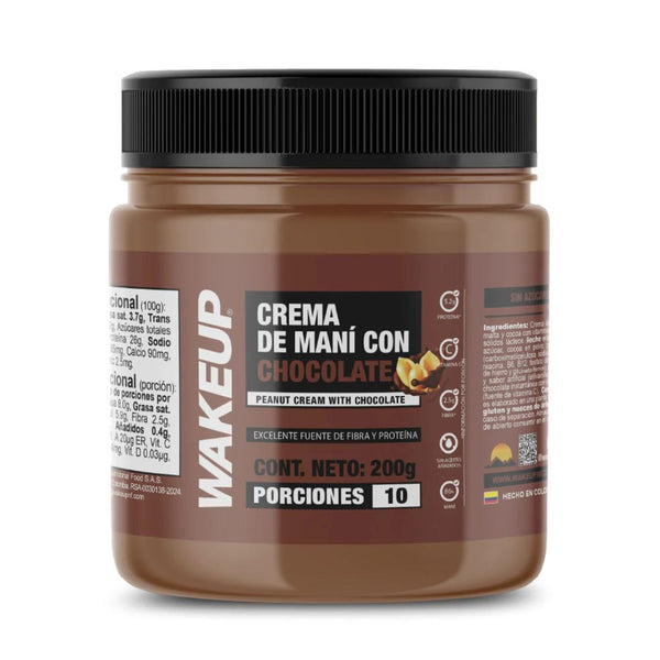 Crema De Maní Wake Up Con Chocolate 200G Nutrición deportiva Wake Up Chocolate 